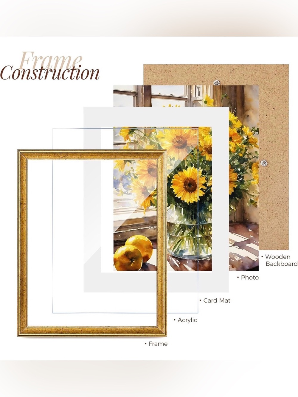 TWING 11x14 Vintage Gold Picture Frame 8x10 Mat Rustic Home Decor - Picture 4 of 7